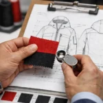 Quality control inspector measuring garment dimensions to avoid sourcing pitfalls