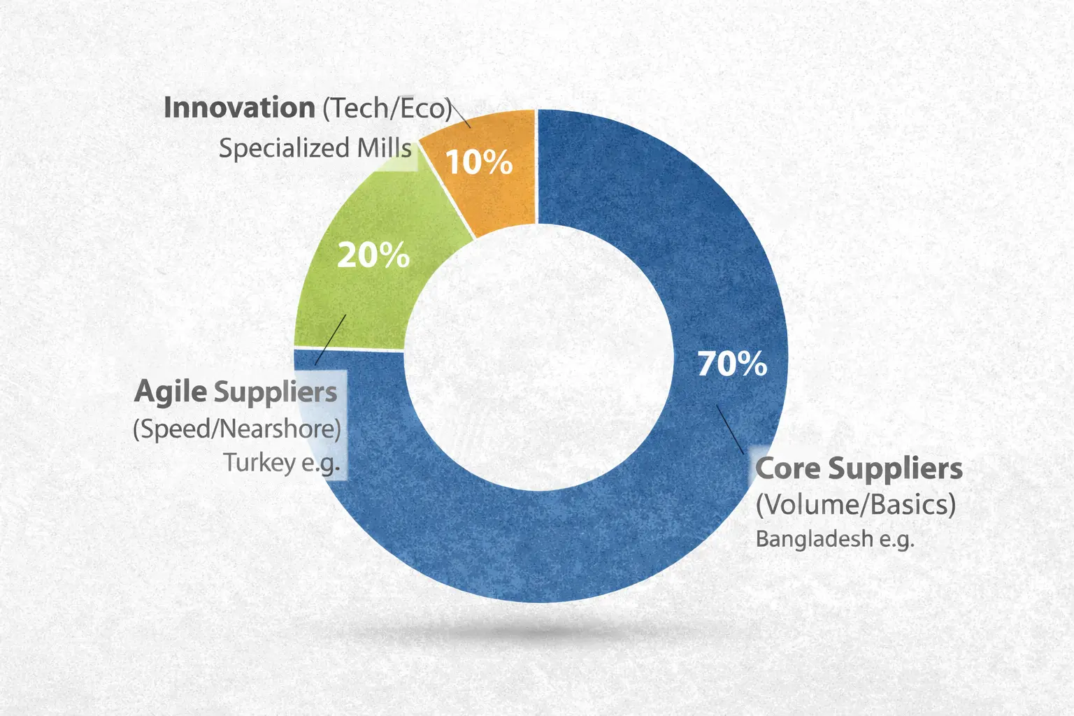 Apparel supplier The "70/20/10" Allocation Pie Chart